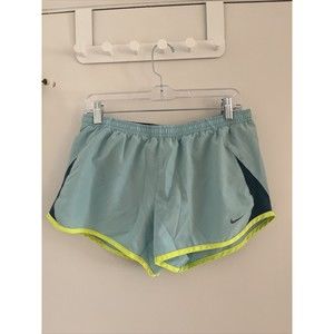 Women’s Large Nike Dri Fit Running Shorts (Blue & Green)